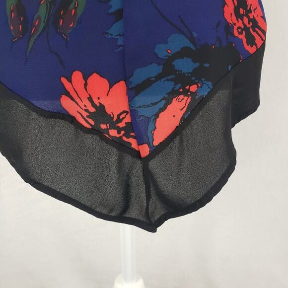Runway Story Cami Low Back Top Women S Flowy Thin Straps Blue Red Black Floral - Picture 5 of 8